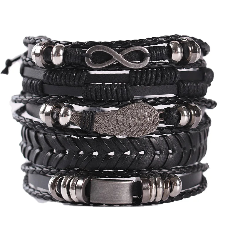 Men's Viking Skull Bracelet – Woven Leather Wristband