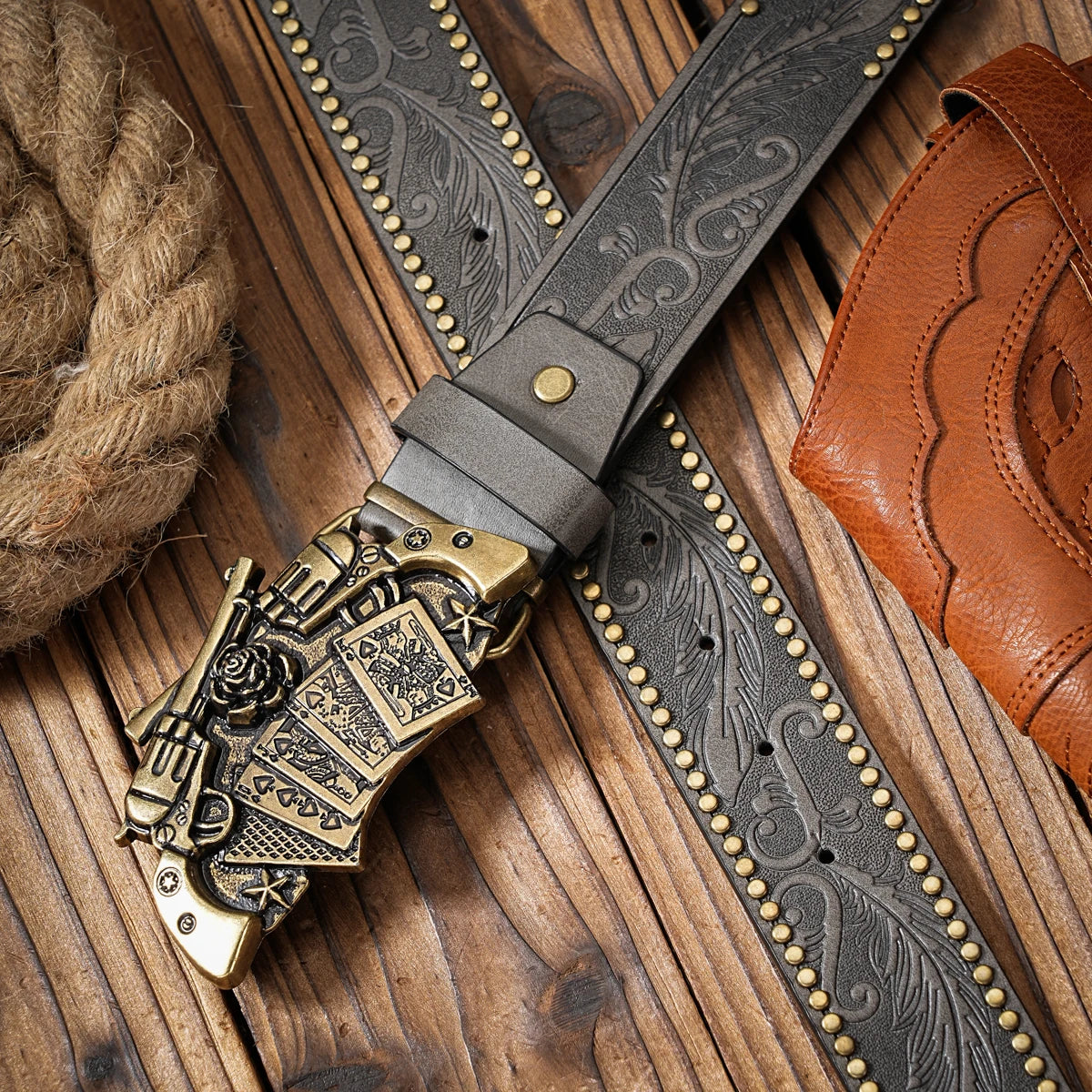 Unisex Retro Western Belt – PU Leather with Metal Buckle
