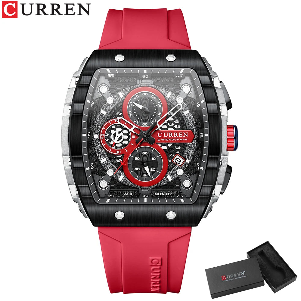 Men's Square Dial Quartz Watch – Sports Wristwatch