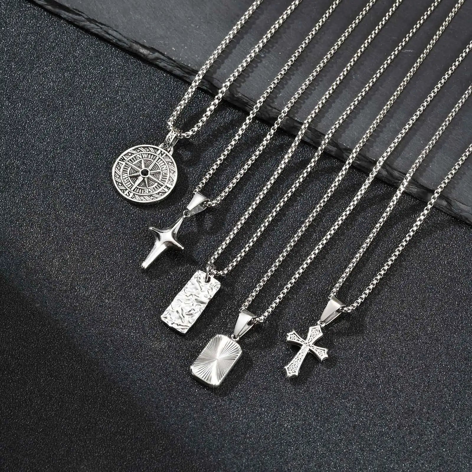 Men's Compass Pendant Necklace – Stainless Steel Chain