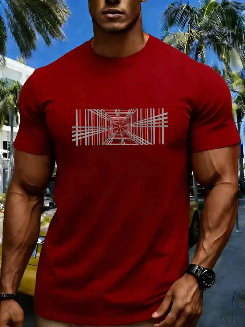 Men's Compass Print T-Shirt – Retro Cotton Graphic Tee