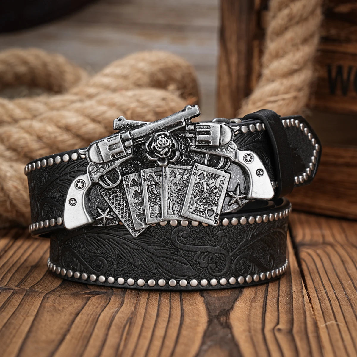 Unisex Retro Western Belt – PU Leather with Metal Buckle