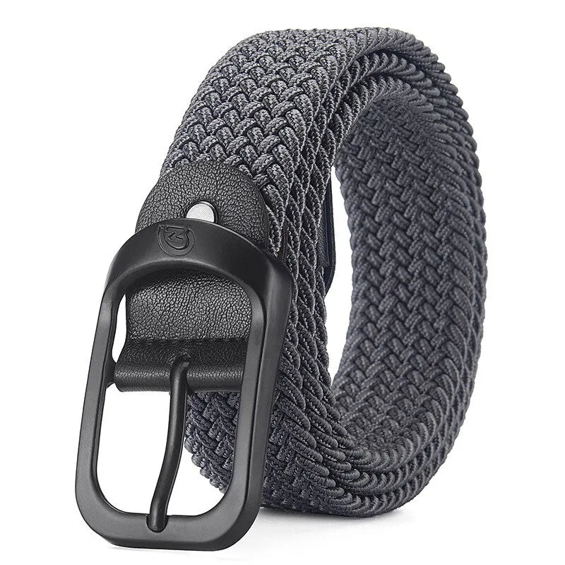 Unisex Woven Elastic Belt – No-Buckle Punch Casual Belt