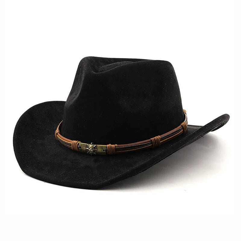 Unisex Suede Western Hat – Vintage Rolled Brim Felt Hat