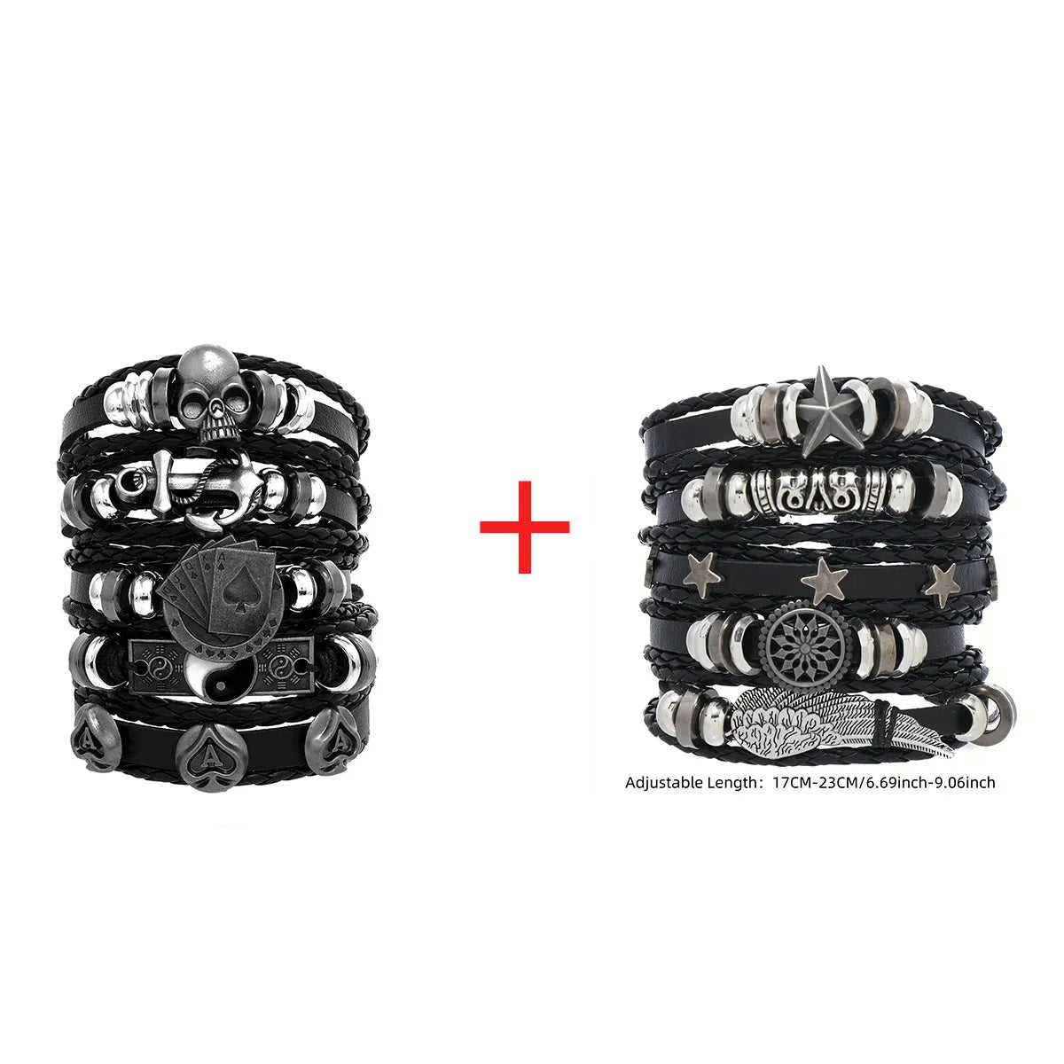 Men's Viking Skull Bracelet – Woven Leather Wristband