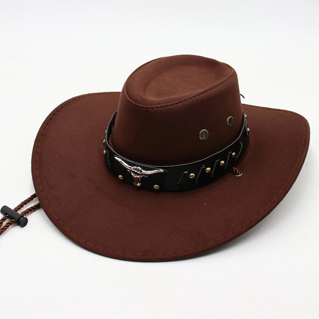 Unisex Faux Leather Cowboy Hat – Wide Brim Western Style