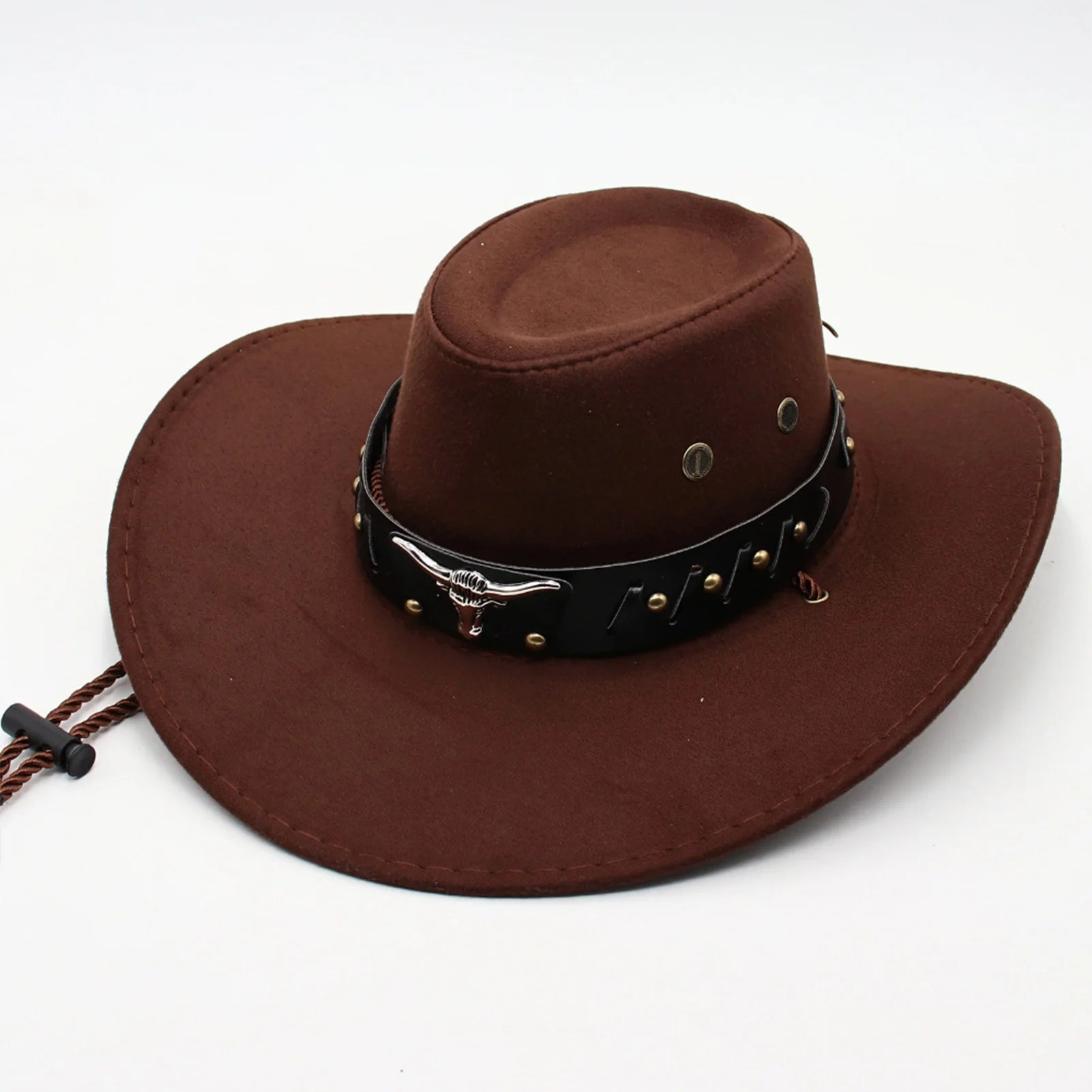 Unisex Faux Leather Cowboy Hat – Wide Brim Western Style