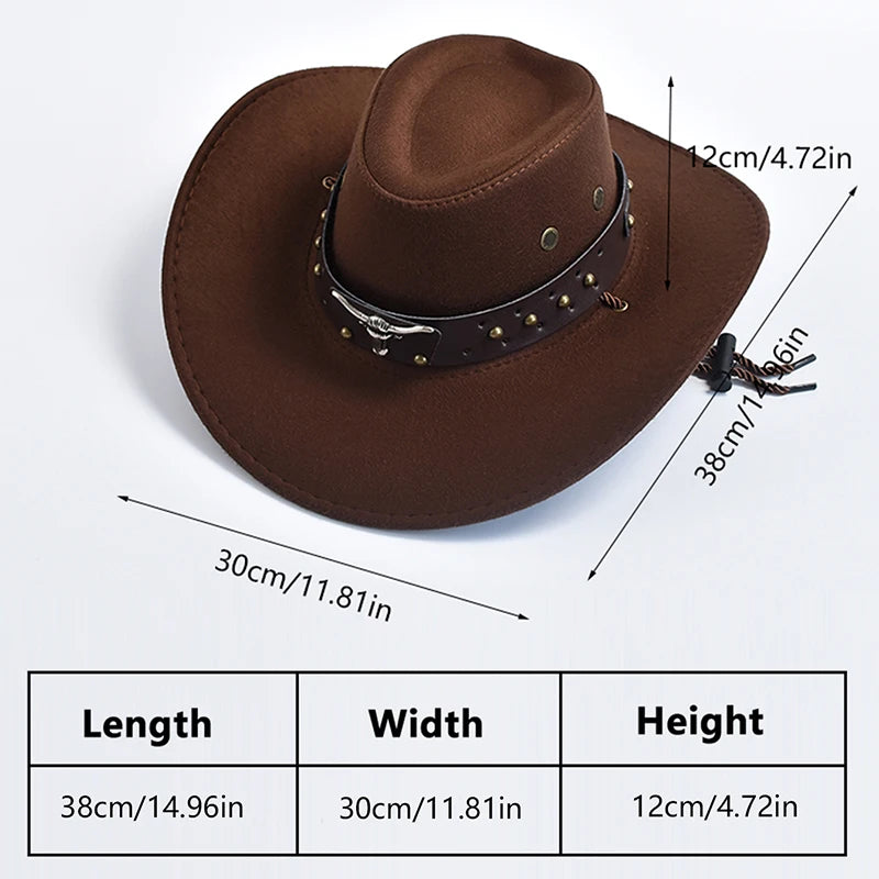 Unisex Suede Western Cowboy Hat – Vintage Wide Brim
