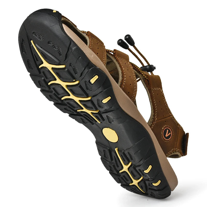 Men's Genuine Leather Sandals – Roman Style Beach Shoes (Plus Size)