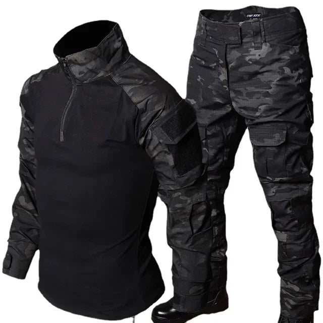 Men's Camo Tactical Training Set – Durable Combat Top & Trousers