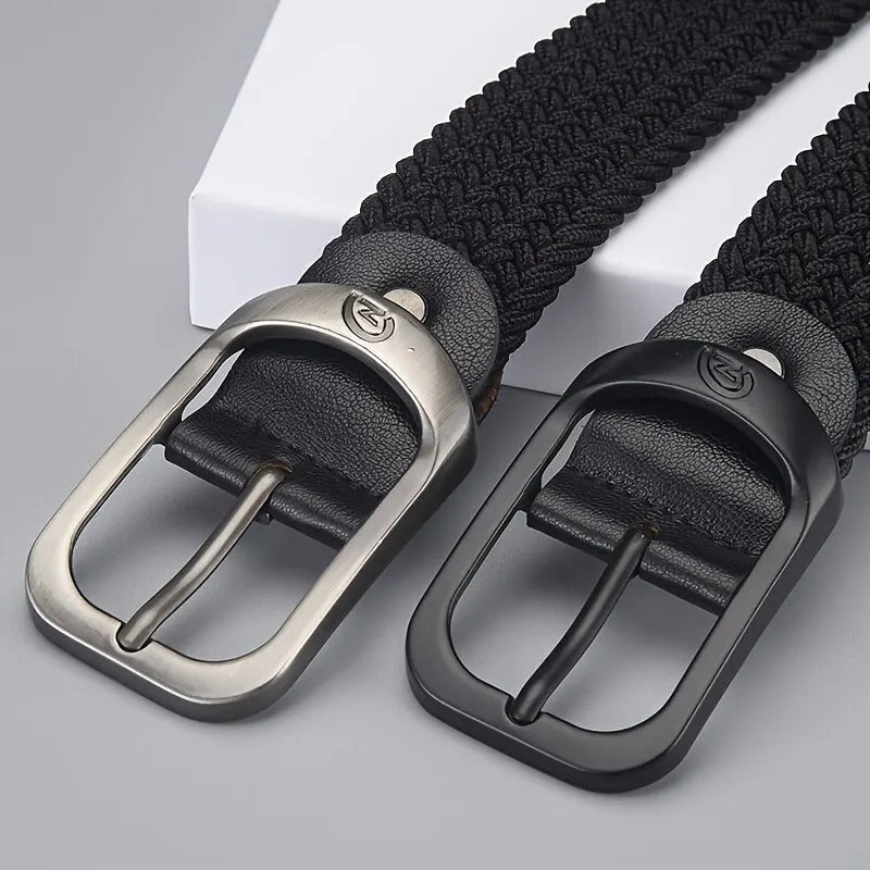 Unisex Woven Elastic Belt – No-Buckle Punch Casual Belt