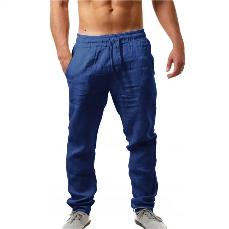 Men's Cotton Linen Trousers – Breathable Straight Leg Pants