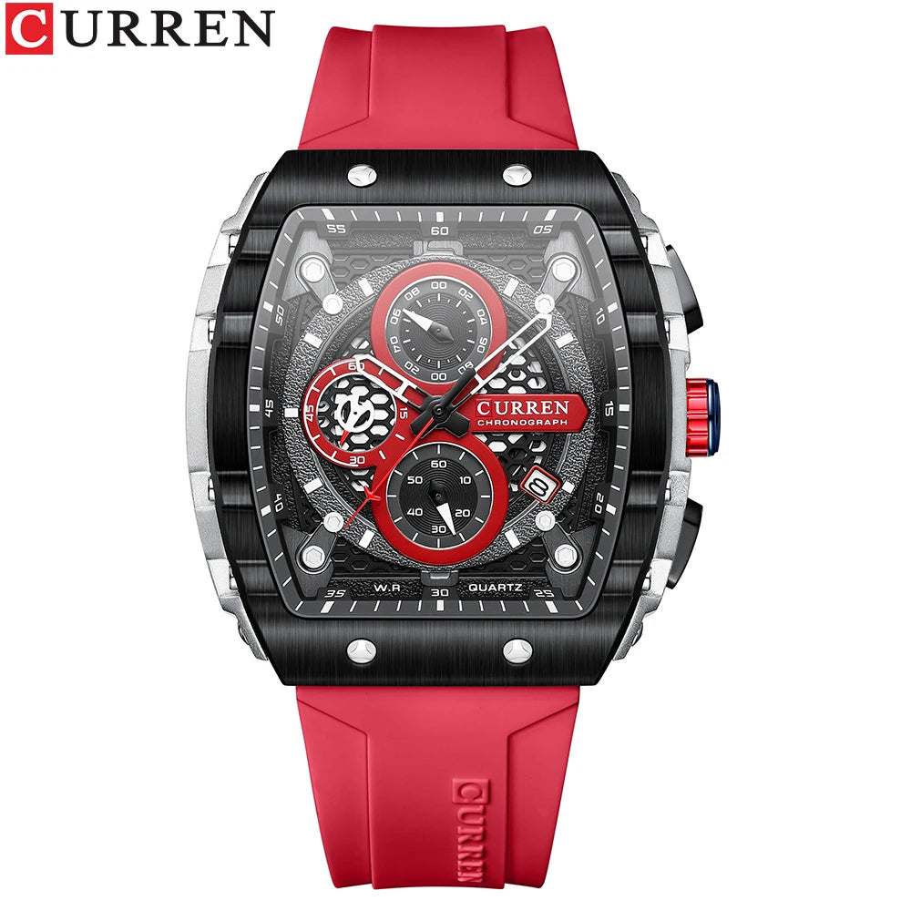 Men's Square Dial Quartz Watch – Sports Wristwatch