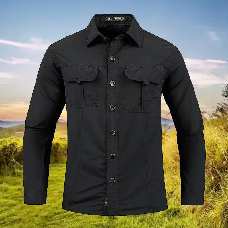 Men's Long-Sleeve Tactical Shirt – Breathable Sun Protection Top