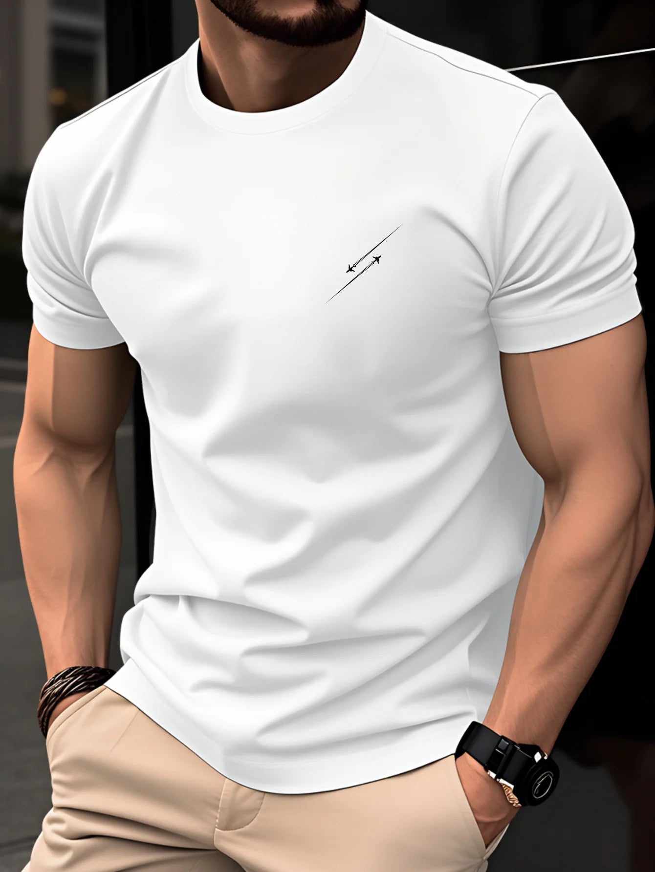 Men's Compass Print T-Shirt – Retro Cotton Graphic Tee