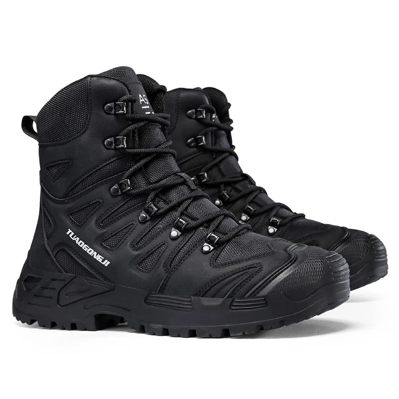 Men's High-Top Tactical Boots, Breathable Combat Training Boots, Large Size Anti-Slip Wear-Resistant Outdoor Hiking Boots