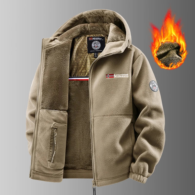 Men's Thermal Fleece Jacket – Windproof Softshell Outdoor Coat