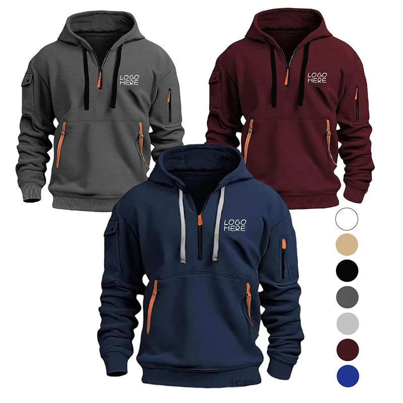 Unisex Drop-Shoulder Hoodie – Multi-Zip Pocket Sweatshirt