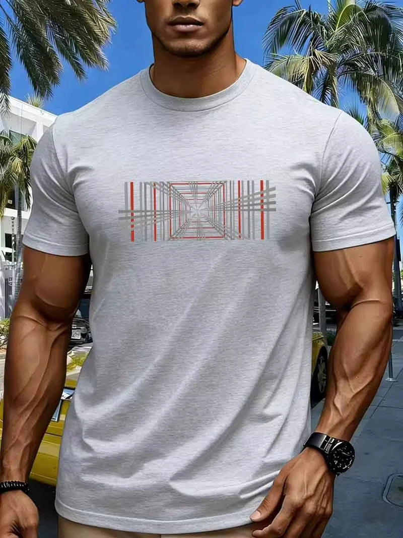 Men's Compass Print T-Shirt – Retro Cotton Graphic Tee