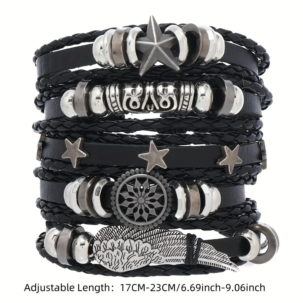 Men's Viking Skull Bracelet – Woven Leather Wristband