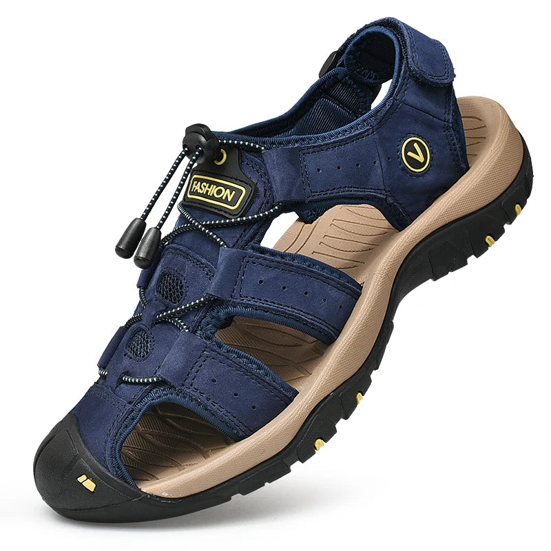 Men's Genuine Leather Sandals – Roman Style Beach Shoes (Plus Size)