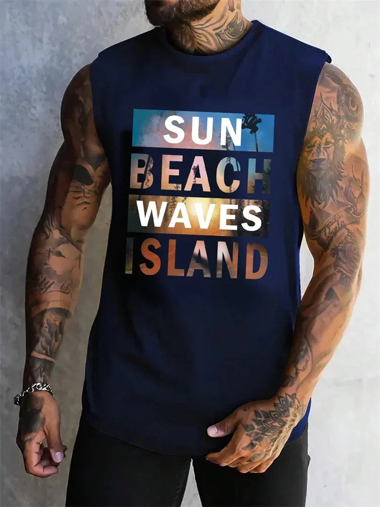 Men's Hawaiian Print Vest – Resort Style Sleeveless Top