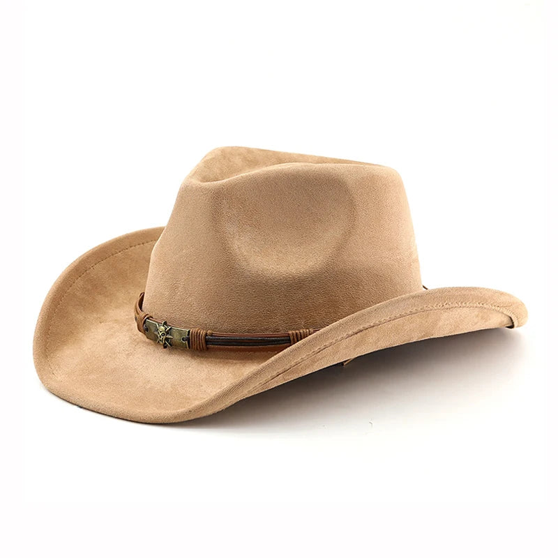 Unisex Suede Western Hat – Vintage Rolled Brim Felt Hat