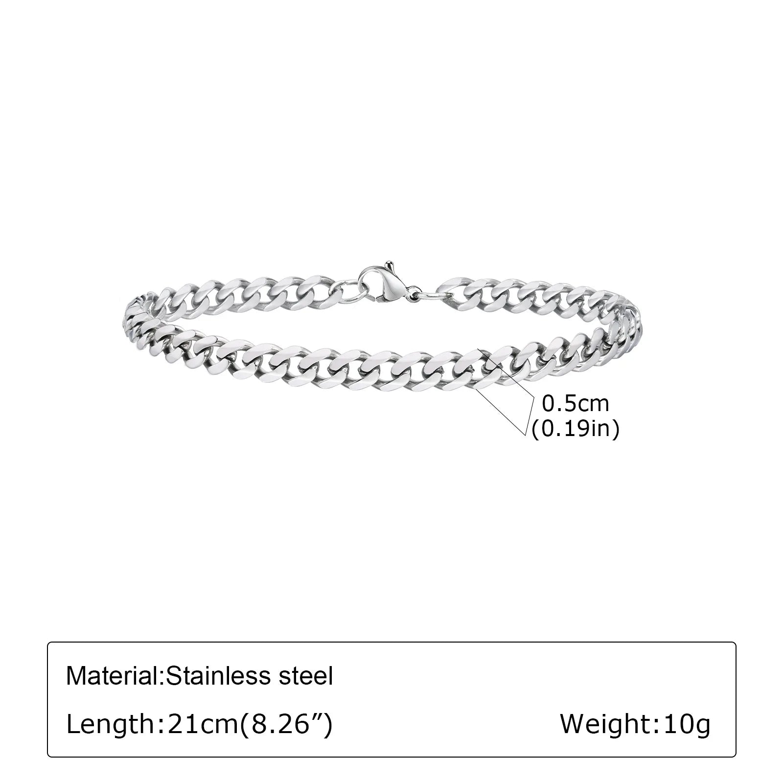 Men's Stainless Steel Chain Bracelet – Hip Hop Link Wristband