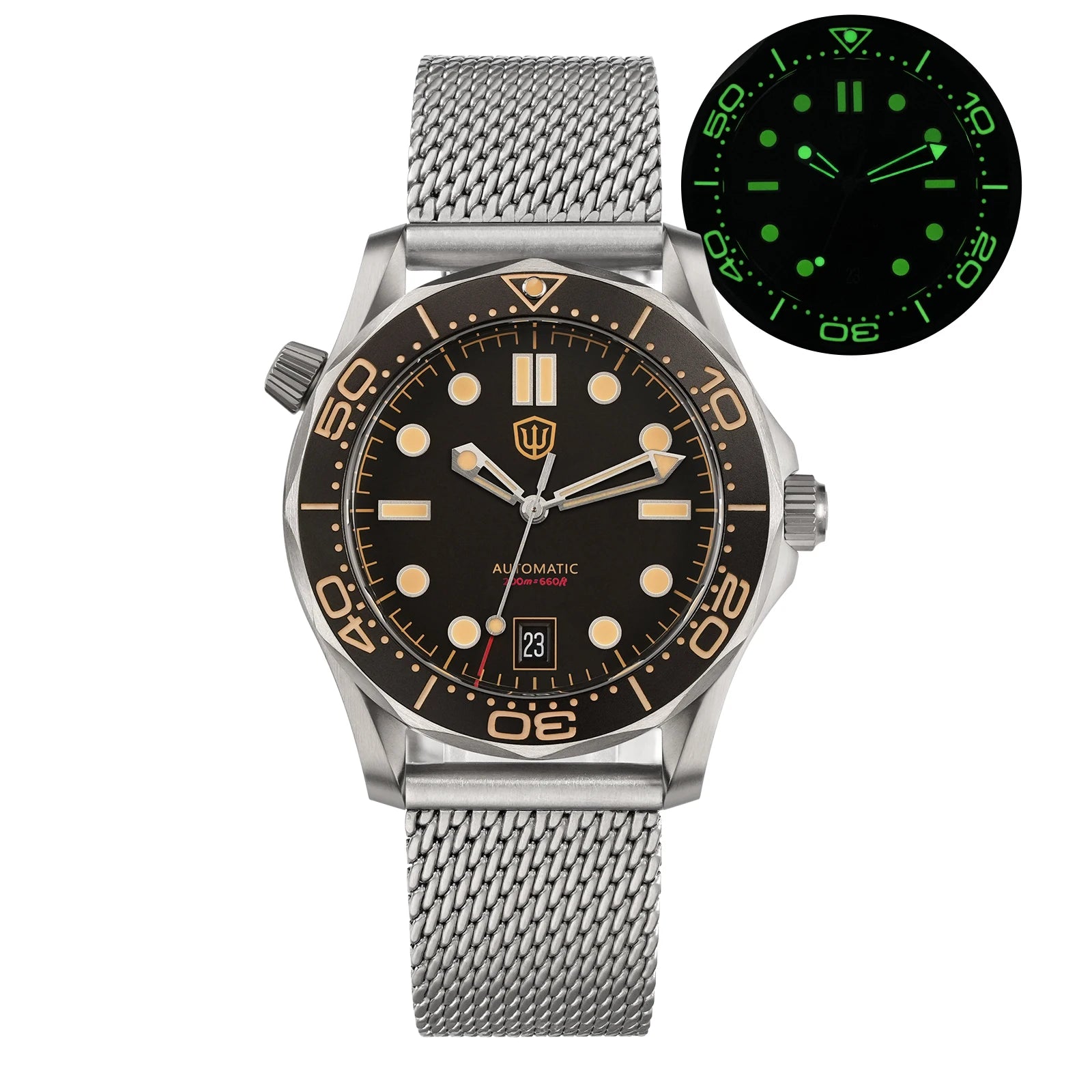 Men's Titanium Automatic Watch – Domed Sapphire Crystal Dive Watch