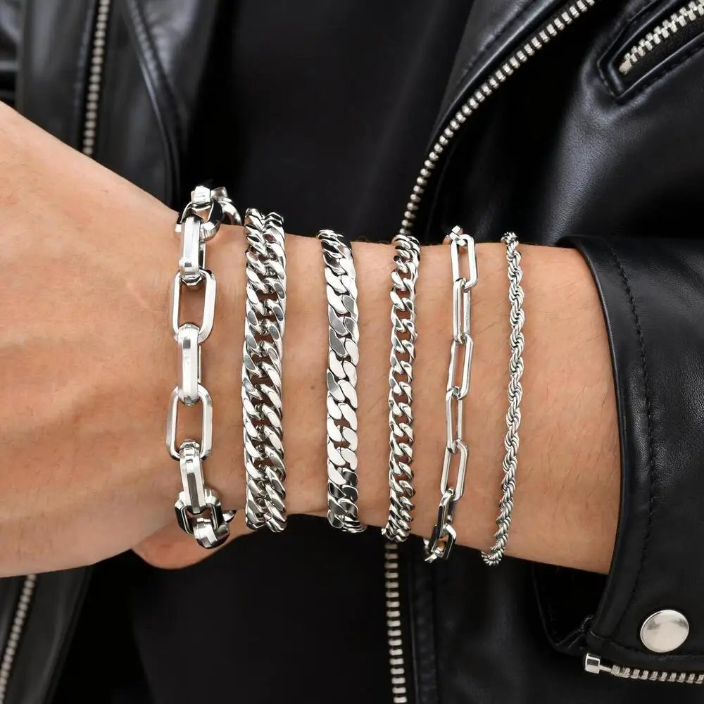 Men's Stainless Steel Chain Bracelet – Hip Hop Link Wristband