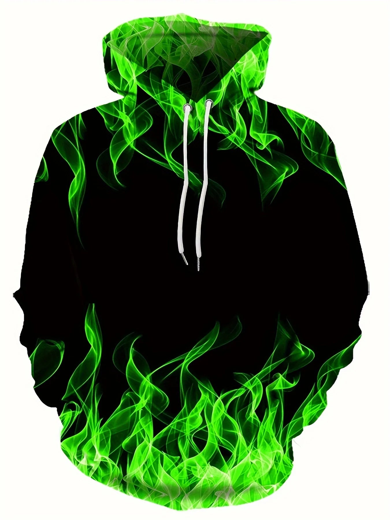 Men's Flame Print Hoodie – Oversized Pullover Sweatshirt