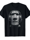 Men's Graphic Print T-Shirt – Easter Island Statue Design