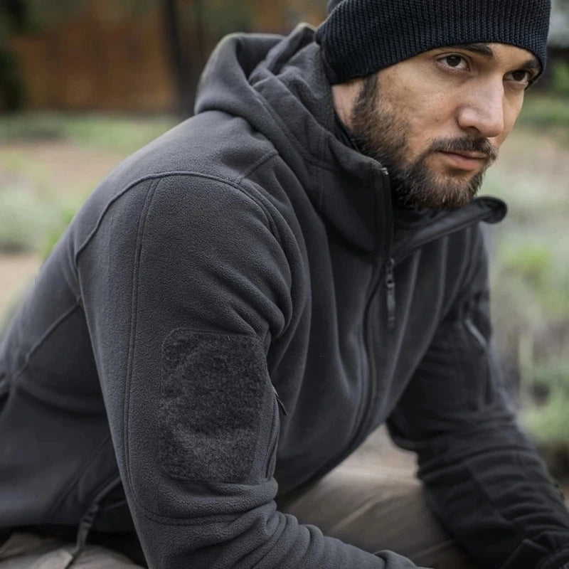 Men's Hooded Fleece Jacket – Thermal Softshell Outdoor Coat