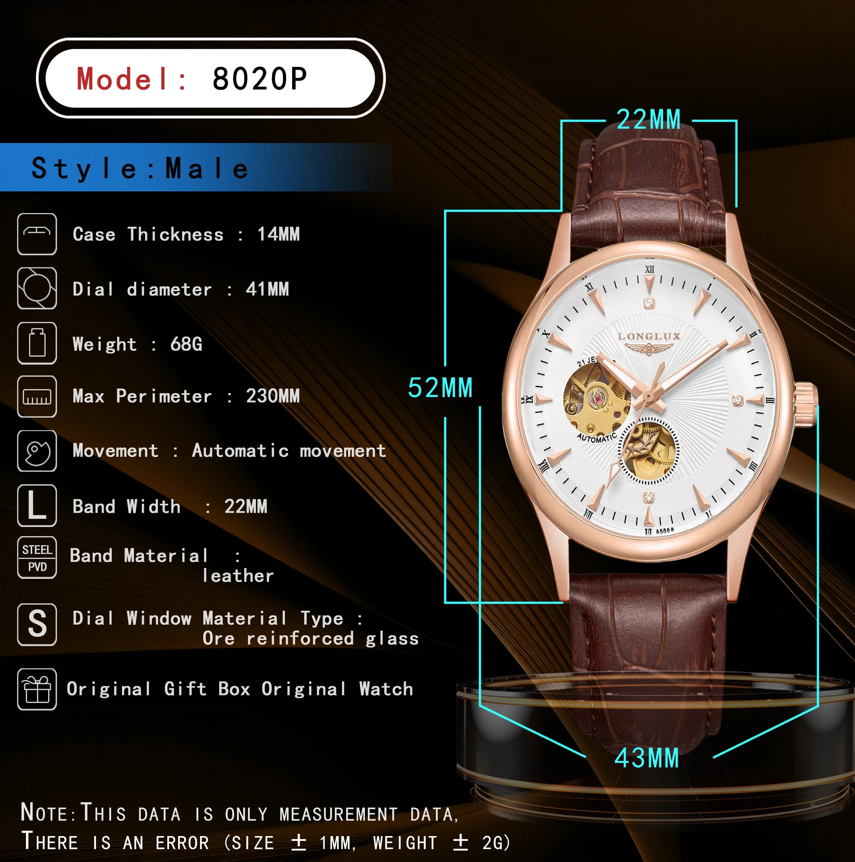 Men's Skeleton Automatic Watch – Elegant Mechanical Wristwatch