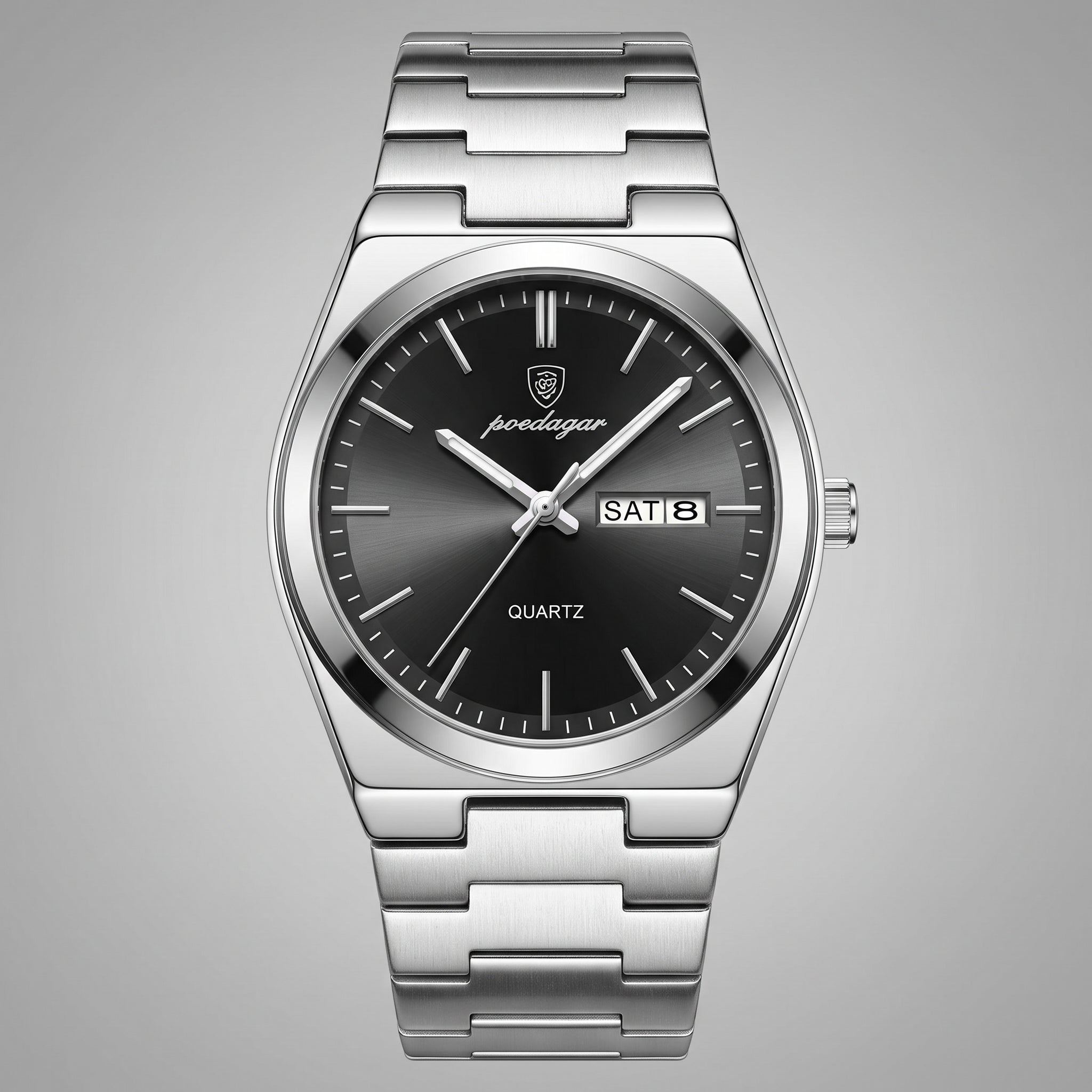 Men's Casual Quartz Watch – Date & Day Display, Waterproof