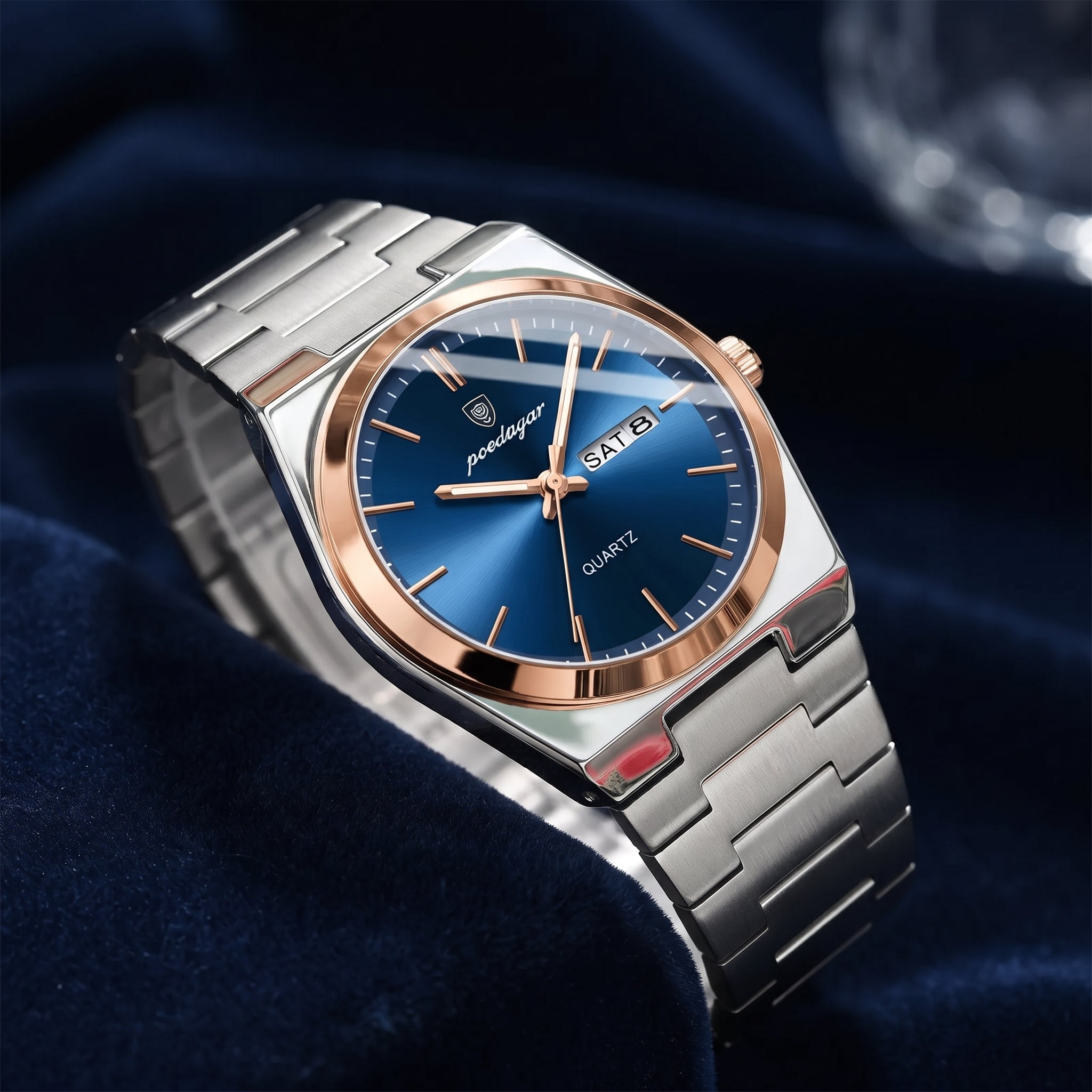 Men's Casual Quartz Watch – Date & Day Display, Waterproof