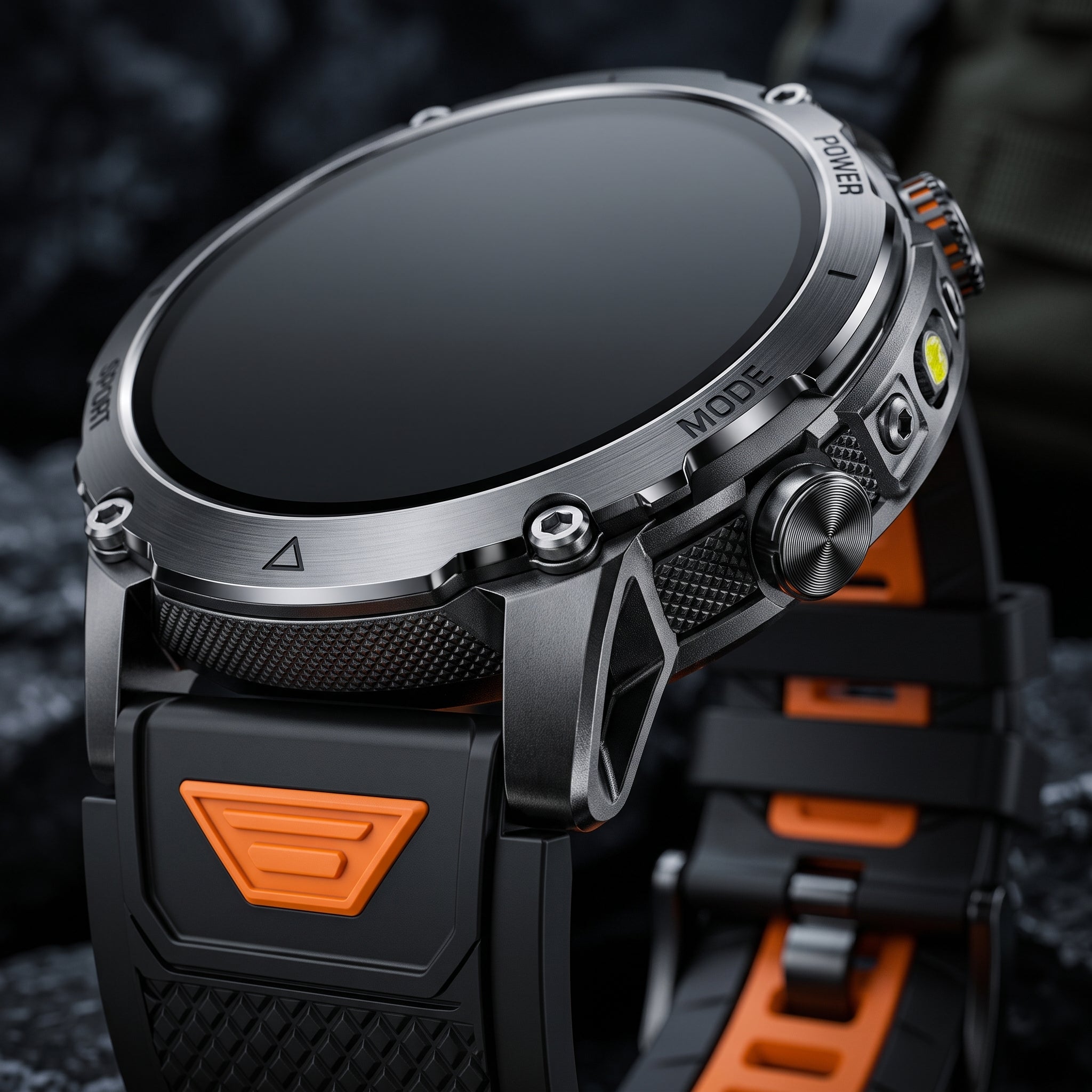 Rugged Tactical Smart Watch – 10ATM Waterproof, LED Flashlight