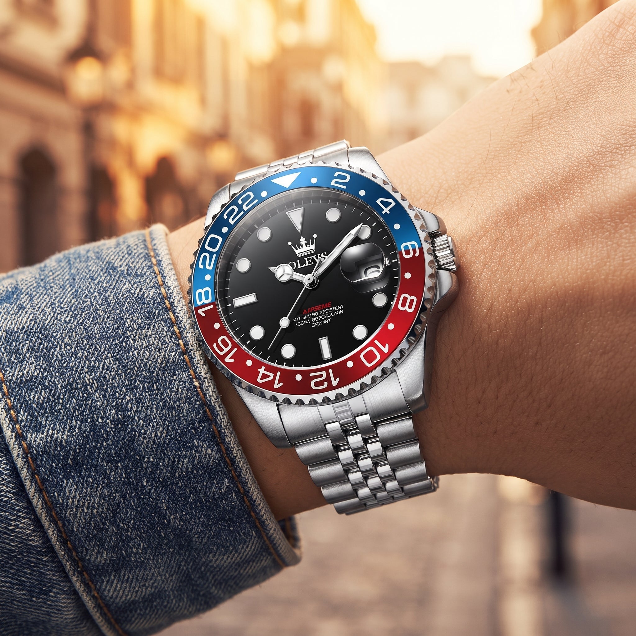 Men's Stainless Steel Quartz Watch – Date Display, Waterproof